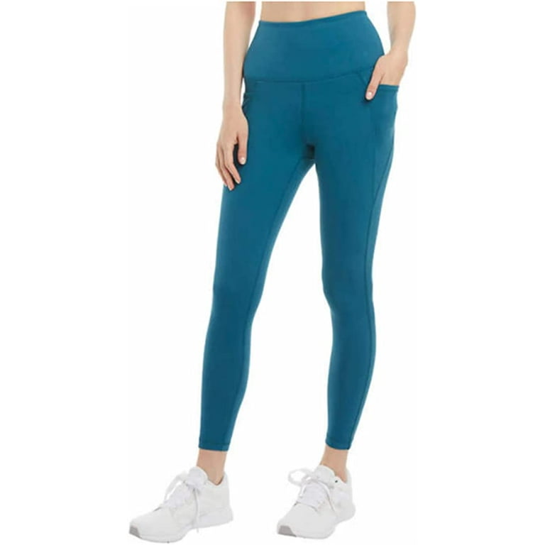 Danskin Women's Ultra High Legging Tight with Pockets (Teak Teal Blue, XX- Large) 