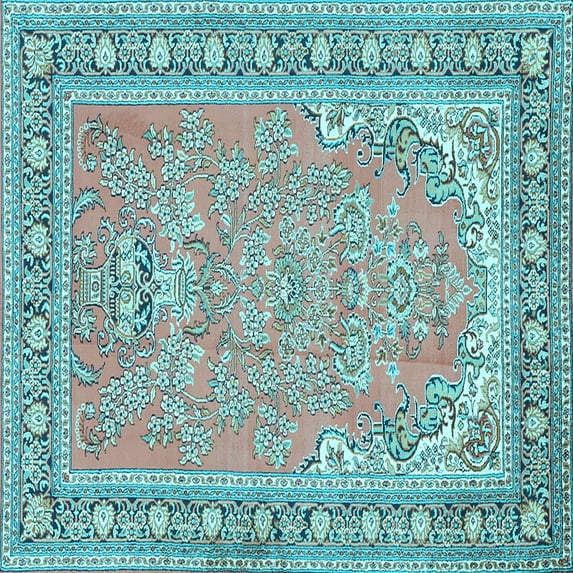 Ahgly Company Indoor Square Persian Light Blue Traditional Area Rugs, 7' Square