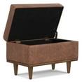 thumbnail image 6 of Simpli Home Shiloh 26 inch Wide Transitional Contemporary Small Storage Ottoman in Distressed Saddle Brown Vegan Faux Leather, Assembled, 6 of 14