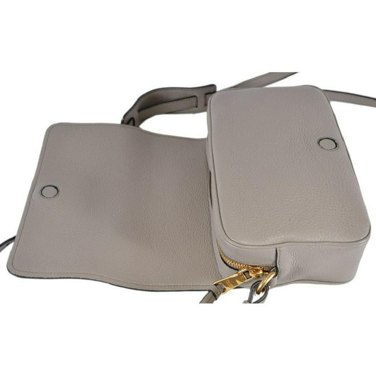 Prada Grey Saffiano Leather Top Handle Crossbody Flap Bag