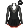 thumbnail image 2 of Alvivi Girls Sparkly Figure Skating Dance Dress Long Sleeve Tutu Skirted Leotard with Hair Band Red 10, 2 of 7