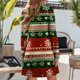 thumbnail image 4 of Women's Christmas Printed Dress Loose Fit V-Neck Casual Long Sleeze Holiday Party Dress, Flowy A-Line Vintage Style with Festive Pattern,Dark Green,Size 2XL, 4 of 5