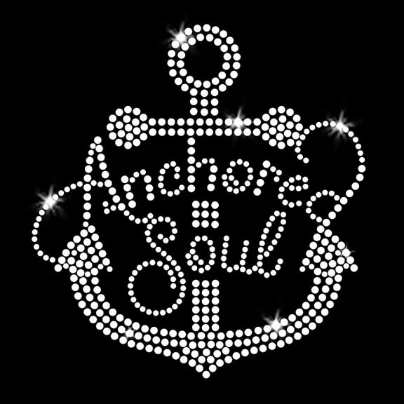 Anchored Soul Cruise Ship Lake Boat Iron-on Rhinestone Clear Crystal T-shirt Transfer by JCS Rhinestones