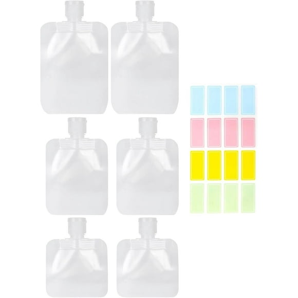 Travel Refillable Pouch 7PCS 30/50/100ml Leakproof Portable Travel Liquid Pouches,Stand Up Pouch,Travels Refillable Flat Pouches for Woman Man Shampoo Conditioner Lotion Soap Liquids