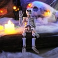 thumbnail image 2 of Pebbuoy Swing Leg Skeleton Figurine Sitting Skull Resin Statue Sculpture Home Office Desktop Garden Decoration Ornament Halloween Birthday Gift, 2 of 6