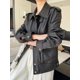 thumbnail image 5 of Chaqueta de cuero vintage auténtica para mujer, tendencia otoño invierno 2024, abrigo de moto de piel de cordero auténtica de alta gama, 5 of 5