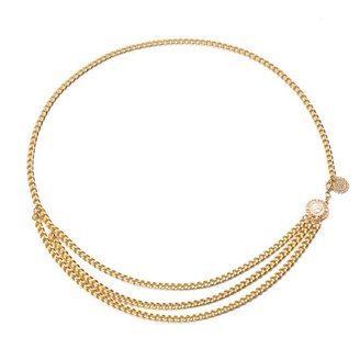 Unbranded Metal Plate Belt Women OS Gold Good Mirror Finish Adjust Chain 26-33in XZQTIVE Metal Waist Belt Women Shiny Polished Mirror Gold  main image 2