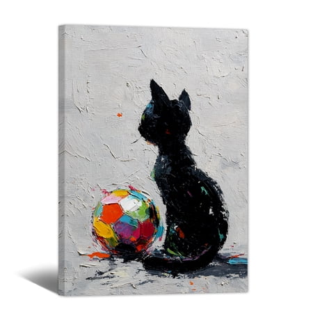 2026 World Football Cup Canvas Wall Art, Abstract Black Cat Soccer Canvas Prints for Bedroom, Unique Sports Paintings for Man Cave, Wall Decor for Fans Gift