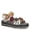 WHITE MULTI, variant on Spring Step L'Artiste Women's Laga Slide Sandal – Premium Hand Painted Leather Footbed Flexible Sole – Teardrop Cutout Circular Buckle, Arch Support Stylish Design
