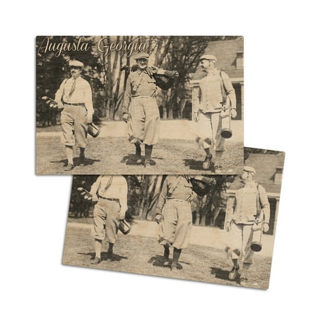 Augusta, Georgia, Men Heading out to the Golf Course (4x6 Birch Wood Postcards, 2-Pack Stationary, Rustic Home Wall Decor)