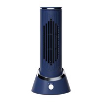 FEOLGEHLY Small Desktop Fan Tower Fan Quiet Oscillating Bladeless Fan USB Rechargeable Portable Air Conditioners Floor Standing Fan 4 Wind Speed Cooling Fan for Indoor Bedroom Home Office Room, Blue