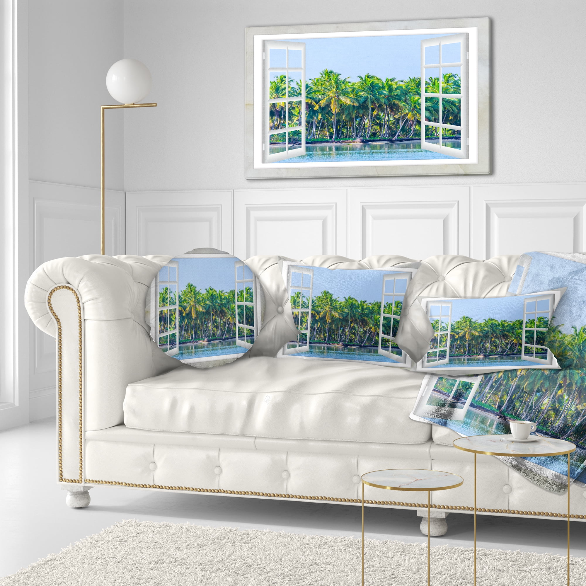 Designart 12" x 20" Blue Polyester Throw Pillow