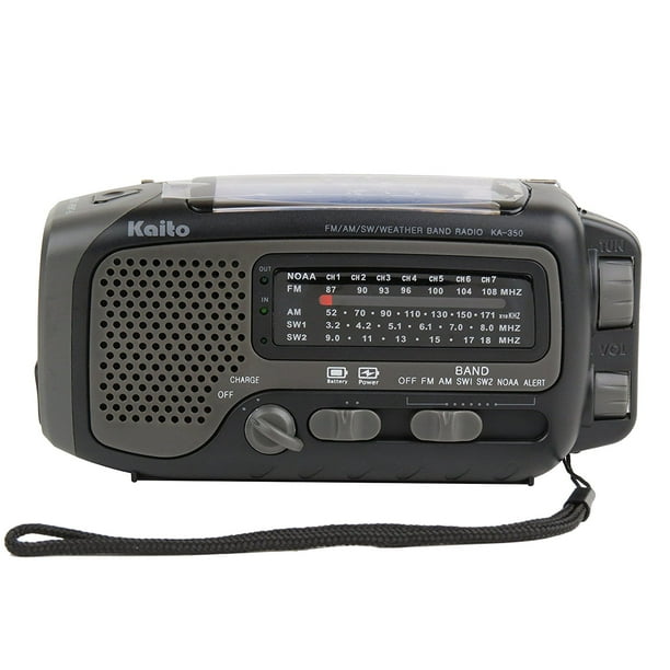 Kaito KA350 Voyager Trek Solar/Crank AM/FM/SW NOAA Weather Radio with 5