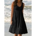 thumbnail image 1 of AMERTEER Robe Décontractée pour Femmes Robe de Fête d'Été Sans Manches Plage Robe Unie pour Femmes Vêtements pour Femmes L Noir, 1 of 6