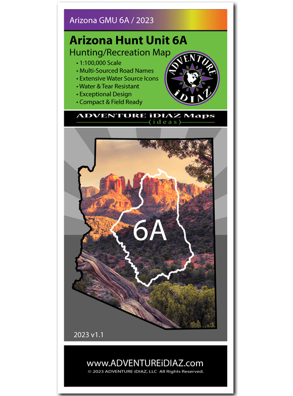 ADVENTURE iDIAZ - Arizona Hunt Unit 6A Map - Hiking, Hunting, Recreation Map