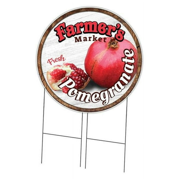 SignMission Corrugated Plastic Sign With Stakes 36" Circular - Farmer's Market Pomegranate | Coroplast Yard Sign With Stake |  Made in the USA