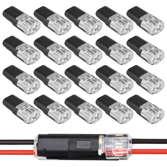 Double Wire Plug-in Connector with Locking Buckle, Flame Retardant Quick Wire Connectors, Ideal for Emergency Repairs, Home & Automotive Wiring, Easy to Use.(20PCS)