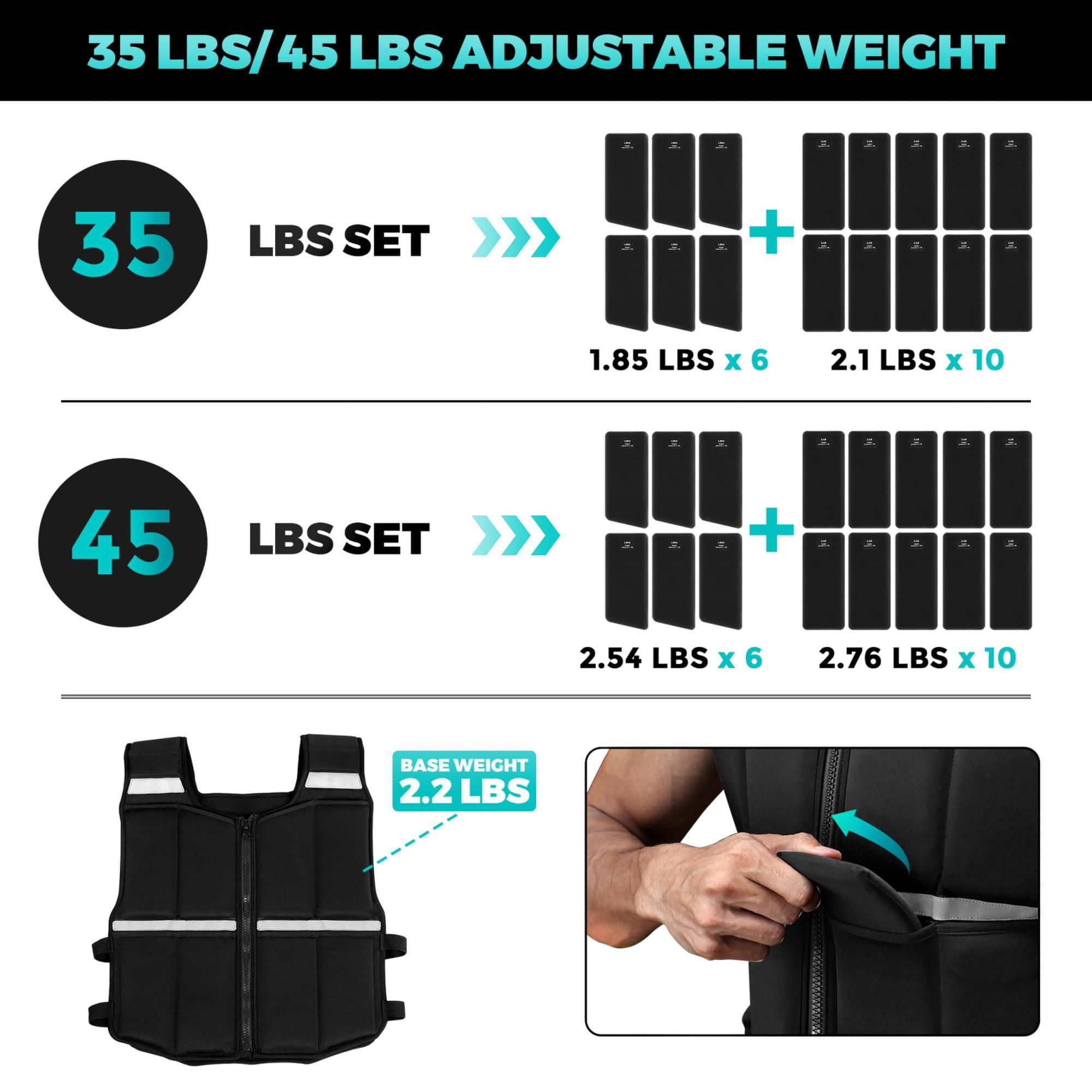 Black 2-35 LBS Adjustable Weighted Vest for Strength Workout Gym Home Running