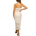 thumbnail image 3 of INSPIRE CHIC Women's Halter Neck Sleeveless See Through See Through Crochet Beach Dresses XS Cream White, 3 of 5