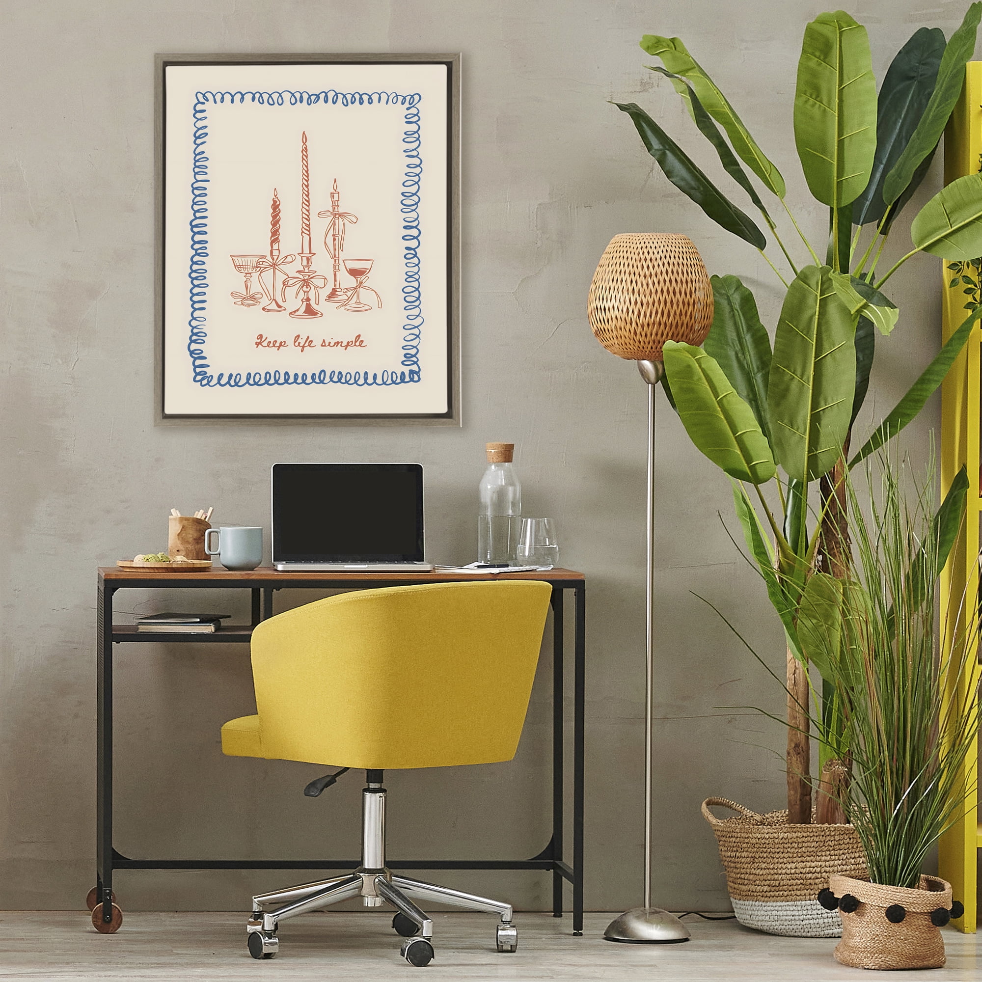 Stupell Industries Keep Life Simple Candles Brown Framed Floater Canvas Wall Art, design by The Prints Vibe