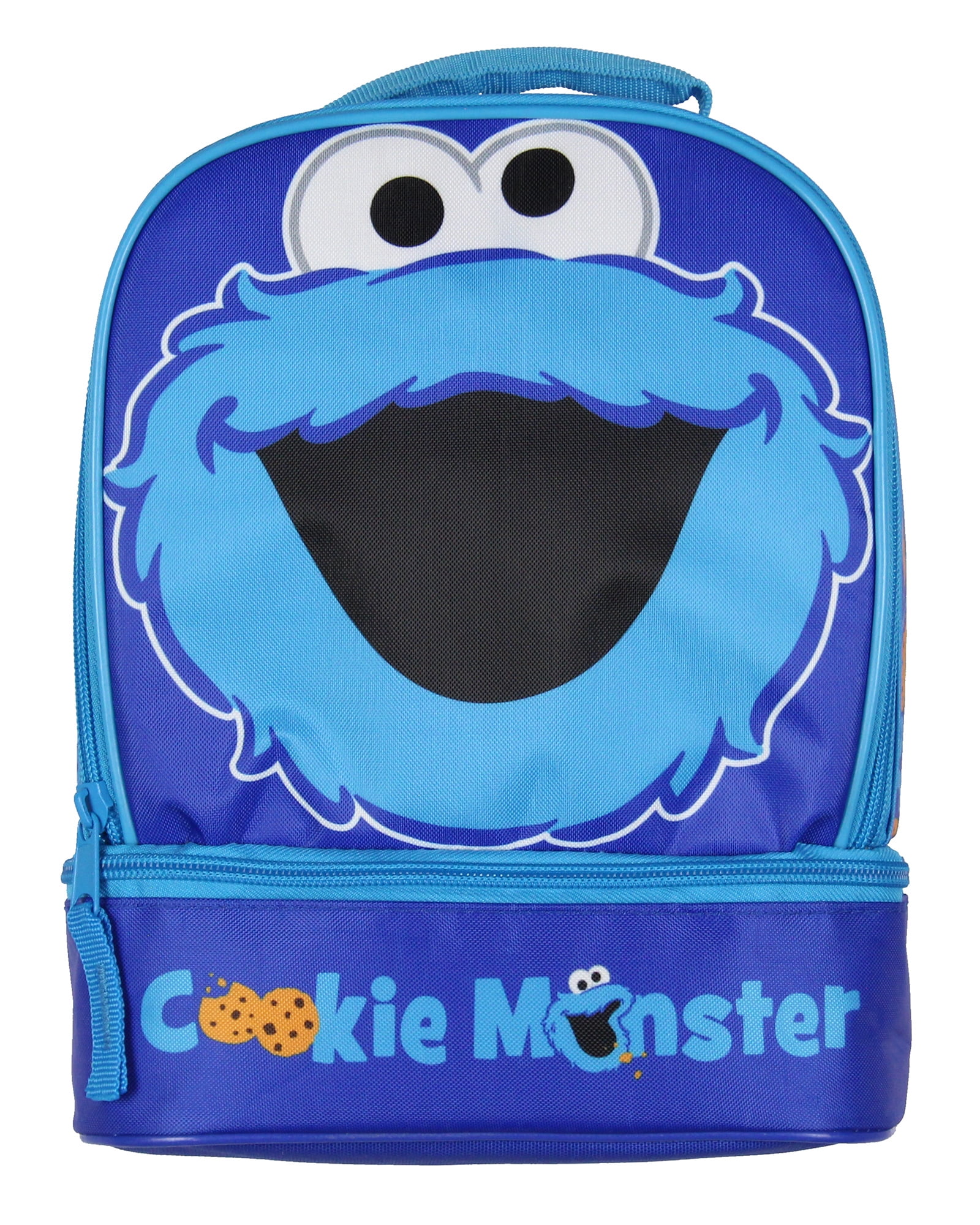 Sesame Street Cookie Monster Dual-Compartment Insulated Lunch Box Bag Tote 10"