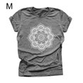 thumbnail image 1 of Camiseta de mujer Blusa de verano con cuello redondo y manga corta floral, gris claro, M Kearding AP002559-08, 1 of 5