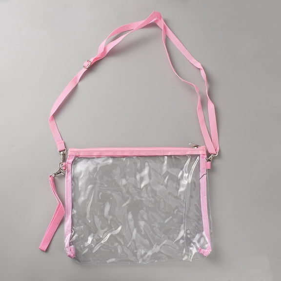 Transparent PVC 215x275x2mm Small Stadium Approved Crossbody Bags Rectangle See Through Pink Handbag Clear Waterproof Shoulder Purse