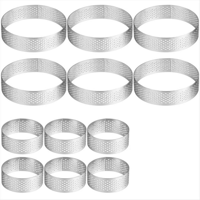 12 Aros Redondos para Tarta, Aros para Tarta de Acero Inoxidable de 1,97 y 3,15 Pulgadas, Aros Perforados para Mousse de Pastel, Molde de Metal para PasteleríA