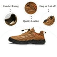 thumbnail image 2 of Mens Casual Walking Shoes Leather Oxfords Breathable Fashion Loafers Lightweight Non-slip Sneakers Brown 10.5 US, 2 of 7