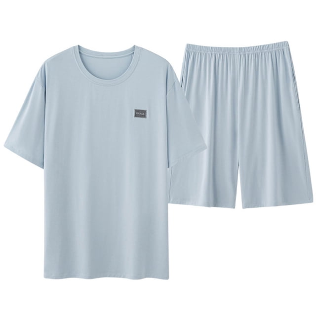 Mens Casual Botón Abajo Camisas de Manga Larga Color Sólido Cuello Redondo Manga Corta Superior, Suelto Ajuste de los Hombres Botón Abajo Camisas con Elástico de la Cintura Shorts Conjunto