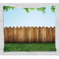 thumbnail image 1 of Farm House Decor Tapestry, Rustic Plank over Field Meadow Tranquil Nature Yard Neighborhood Image, Wall Hanging for Bedroom Living Room Dorm Decor, 60W X 40L Inches, Green Brown, by Ambesonne, 1 of 2