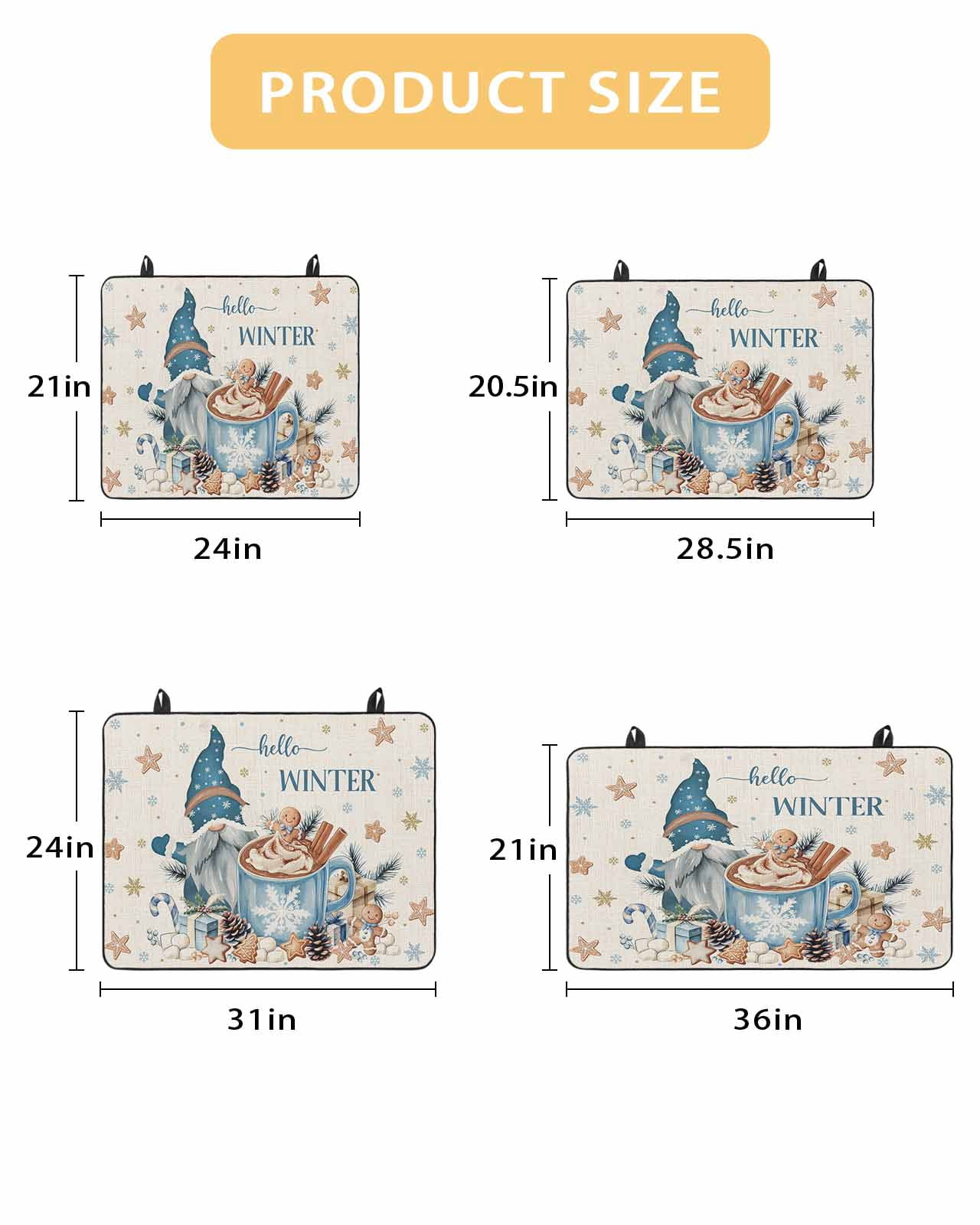 Large Induction Cooktop Protector Mat Blue Gnomes Christmas Stove Top Covers for Electric Stove, Xmas Gifts Snowflake Winter Rustic Decorative Stove Burner Cover Mats, Glass Top Stove Cover