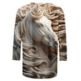 thumbnail image 5 of Ftwytp Women's Fashion Casual Round Neck 3/4 Sleeve Loose 3D Animals Printed T-Shirt Ladies Tops 2023 Fall Blouses Plus Size Crewneck Sweatshirts, 5 of 5