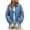 Aqua Blue, variant on Womens Quilted Denim Puffer Jackets Tie Front Bow Cropped Puffy Jackets Fall Cute Short Jeans Coat Royal Blue S