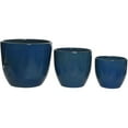 thumbnail image 1 of Jardinières en Céramique Mateo Bleu Foncé - 3 Pcs, Assortiment, 1 of 2