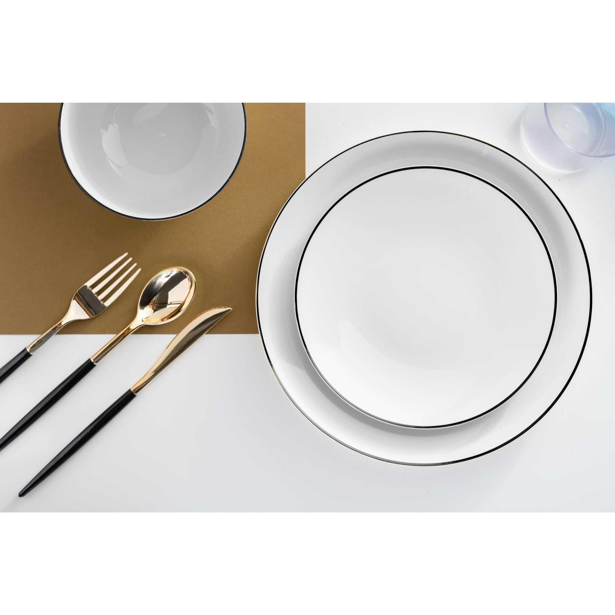 Rubtlamp 200Pcs Gold Plastic Dessert Plates,Gold Small Plates  Disposable,White