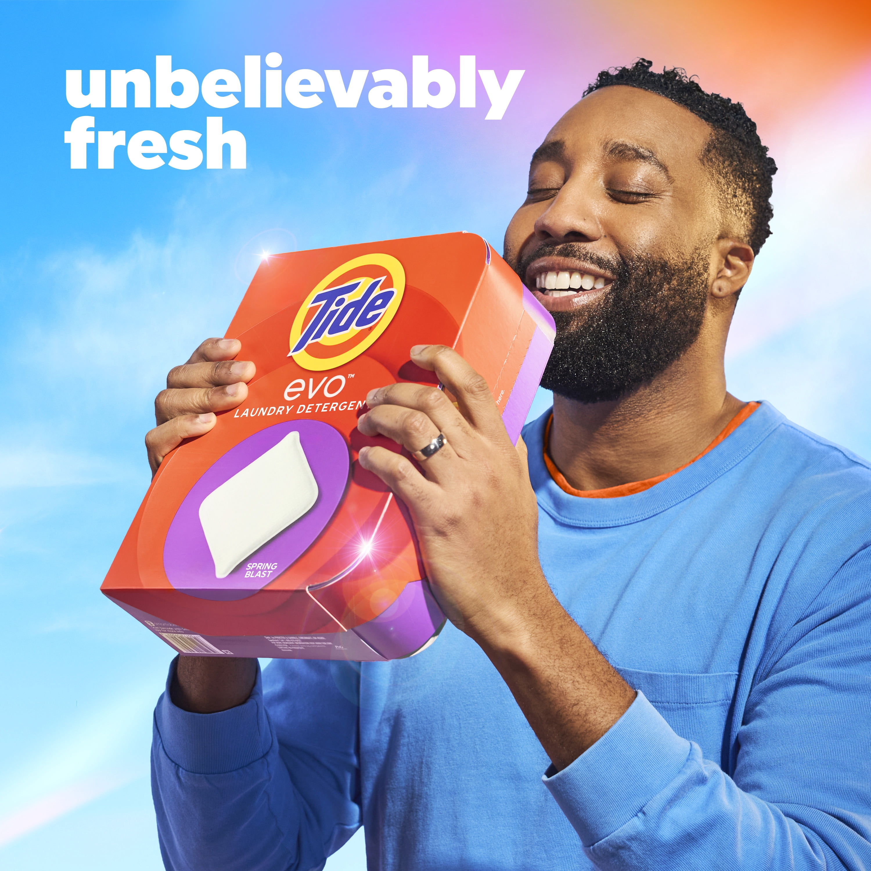 Tide Evo Laundry Detergent Tiles, 100% Concentrated, 6X Cleaning Power, Spring Blast Scent, 8 Count