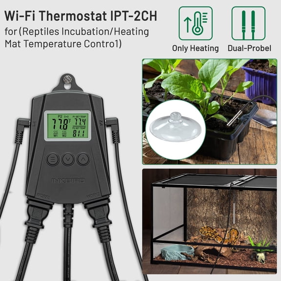 Inkbird IPT-2CH Temperature Controller WiFi Heating Mat Thermostat Greehouse