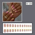 thumbnail image 6 of Short Square Press on Nail French Tips Fake Nail Full Cover False Nail with Flower Designs Artificial Acrylic Nail, 6 of 9
