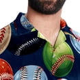 thumbnail image 5 of Baseball Men's Short Sleeve Poplin Shirt, Casual Button Down Shirts, Printed Summer Beach Shirt, Unisex Casual Button Down Top, 5 of 6