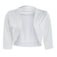 thumbnail image 6 of qolati Womens Cropped Blazer Plus Size 3/4 Sleeve Collarless Open Front Cardigans Suit Casual Solid Soft Work Office Blazers Jacket, 6 of 7