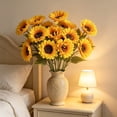 thumbnail image 4 of MMJ Artificial Flowers Sunflower Silk Bouquet Faux Yellow Bloom Stem for Living Room Office Floor Vase Farmhouse Decor, 4 of 6