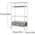 thumbnail image 3 of 67" Rolling Door Portable Wardrobe with 3 Drawers Space-Saving Fabric Closet Organizer Steel Tube Frame Dustproof & Waterproof, Tool-Free Assembly Gray, 3 of 6