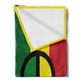 thumbnail image 2 of Rasta Soft Flannel Fleece Throw Blanket, Iconic Barret Reggae and Jamaican Music Culture Peace Borders Theme, Cozy Plush for Indoor and Outdoor Use, 50" x 60", Red Green Yellow, by Ambesonne, 2 of 5
