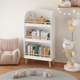 thumbnail image 4 of 3-Tier Kids Bookshelf - White Bookcase & Toy Storage Organizer for Nursery, Playroom, Mdf with Wood Legs, 19.68" W X 9.44" D X 37.4" H Five, 4 of 17