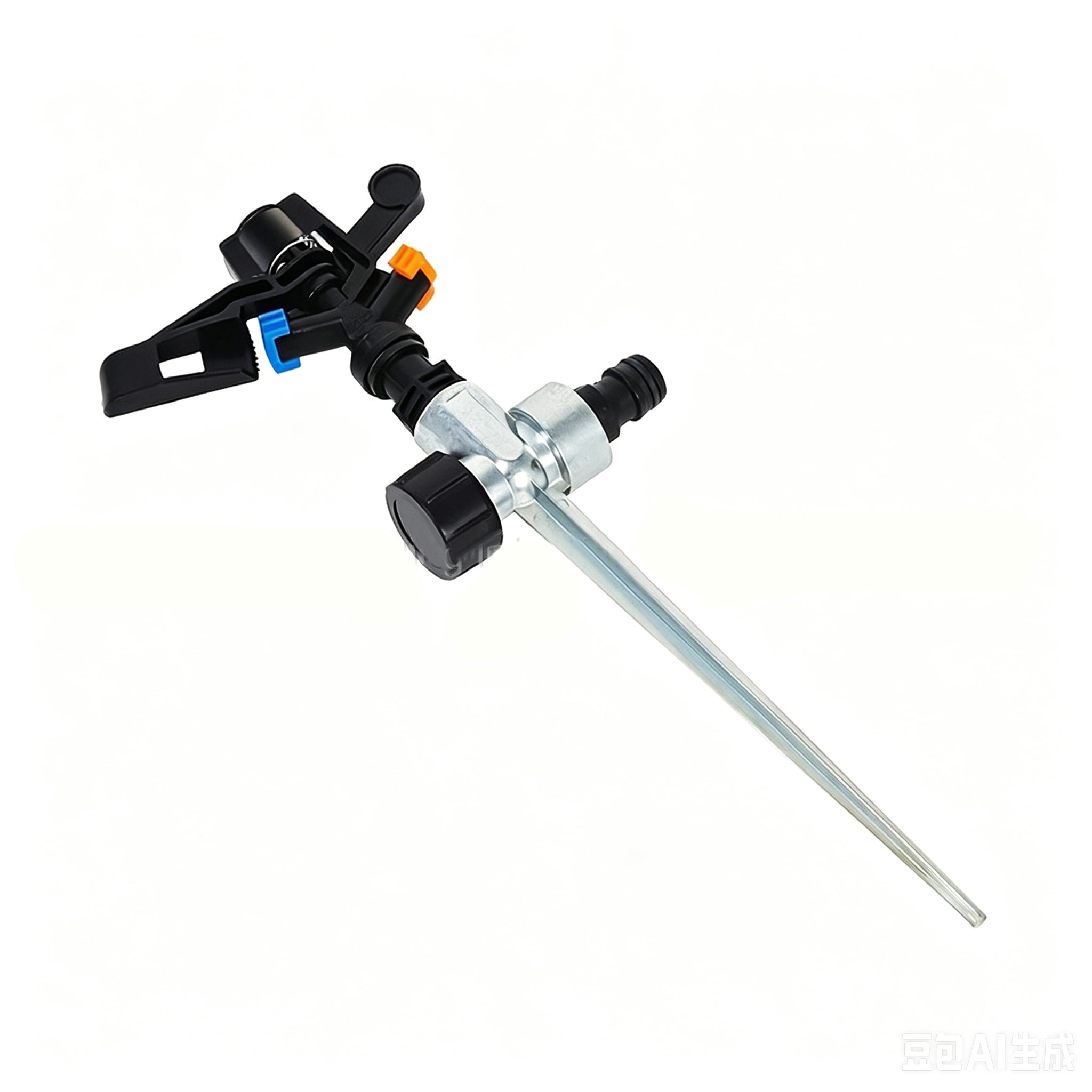 Heavy Duty Impact Sprinkler on Spike, 360 Degree Rotating Lawn Sprinkler for Garden Irrigation-Alloy ground plug+adjustable alloy