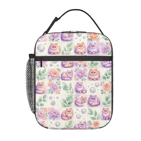 Cat Insulated Lunch Bag Cute Cats Reusable Lunch Box Containers Animal Reusable Soft Meal Tote Bag Kit Lunchbox For Women Men Work Travel Office Picnic