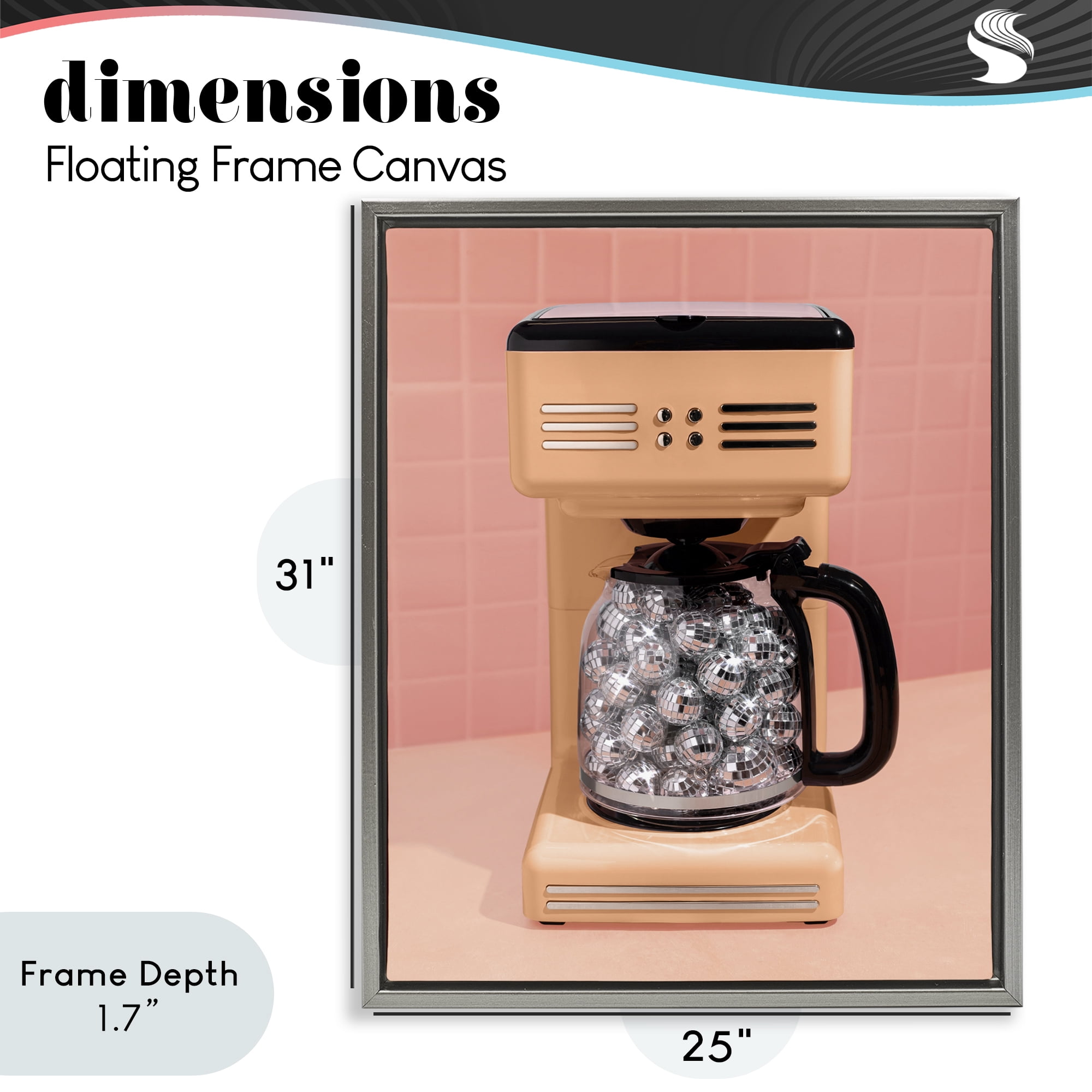 Stupell Industries Disco Coffee Maker over Orange Gray Framed Floater Canvas Wall Art, design by LISH Creative
