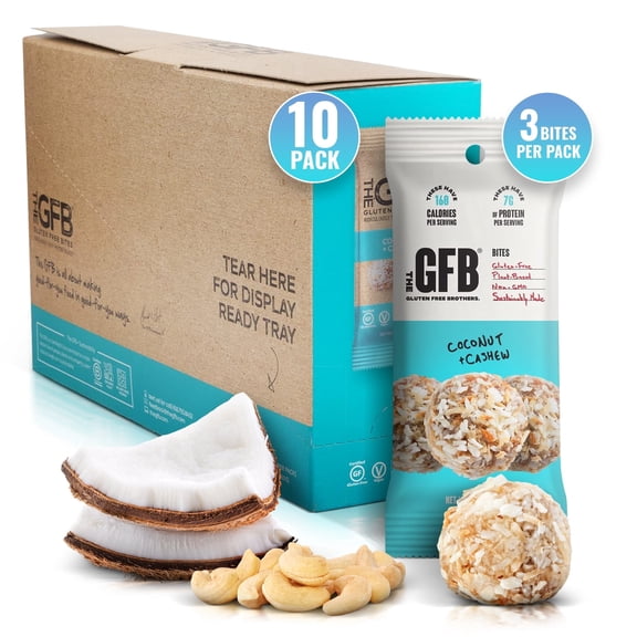 The Gluten Free Brothers, GFB Gluten Free Coconut Cashew Bites - Non GMO, Soy Free, Vegan –1.2 oz (10ct)
