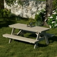 thumbnail image 2 of Wildridge Heritage 72 in. Picnic Table with Attached Benches, Weathered Wood - Outdoor Weather Resistant HDPE Picnic Table for Patio, Porch, Deck, Lawn, 2 of 4